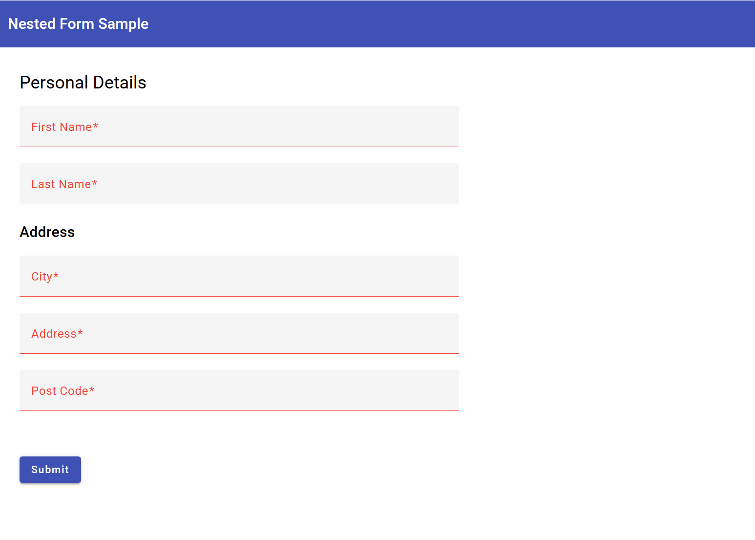 Nested form validation