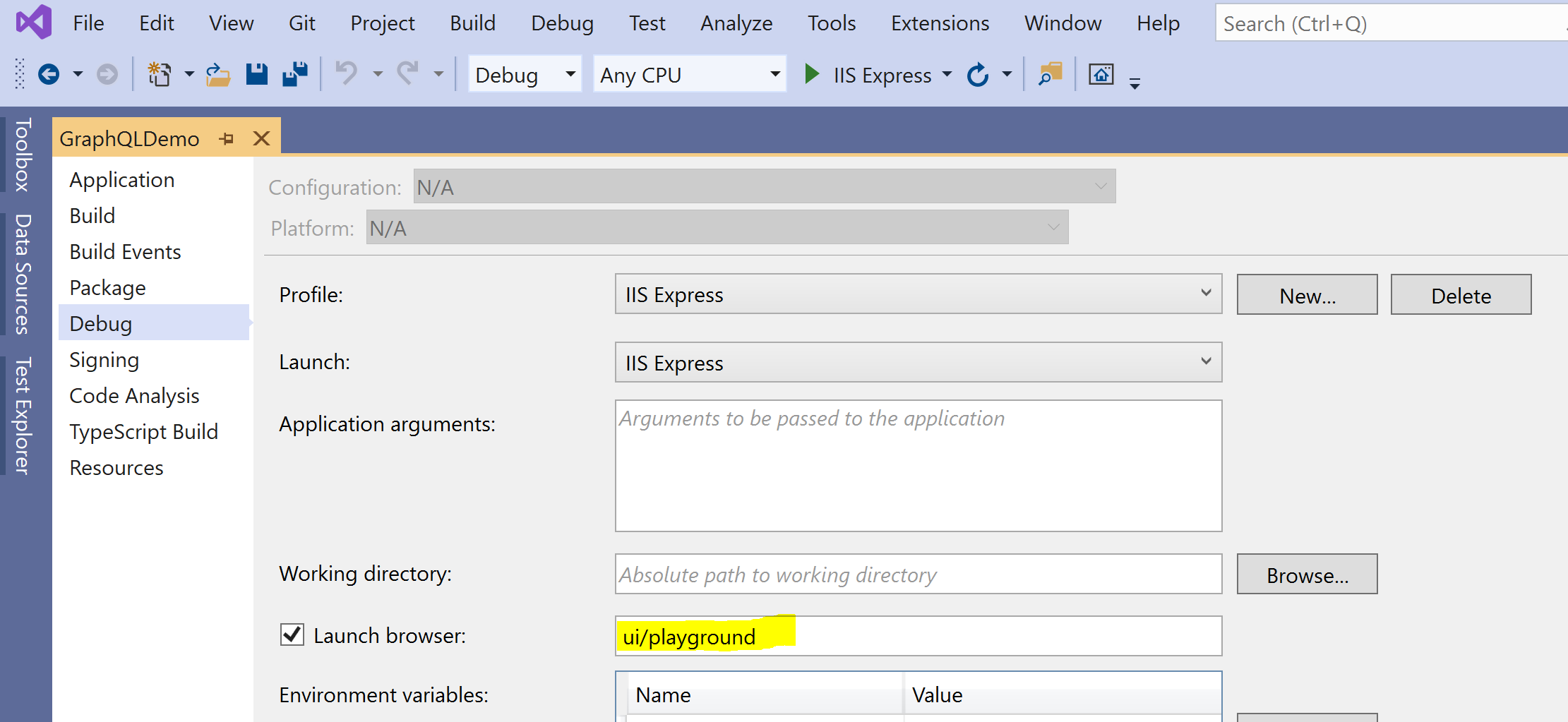 Visual Studio settings